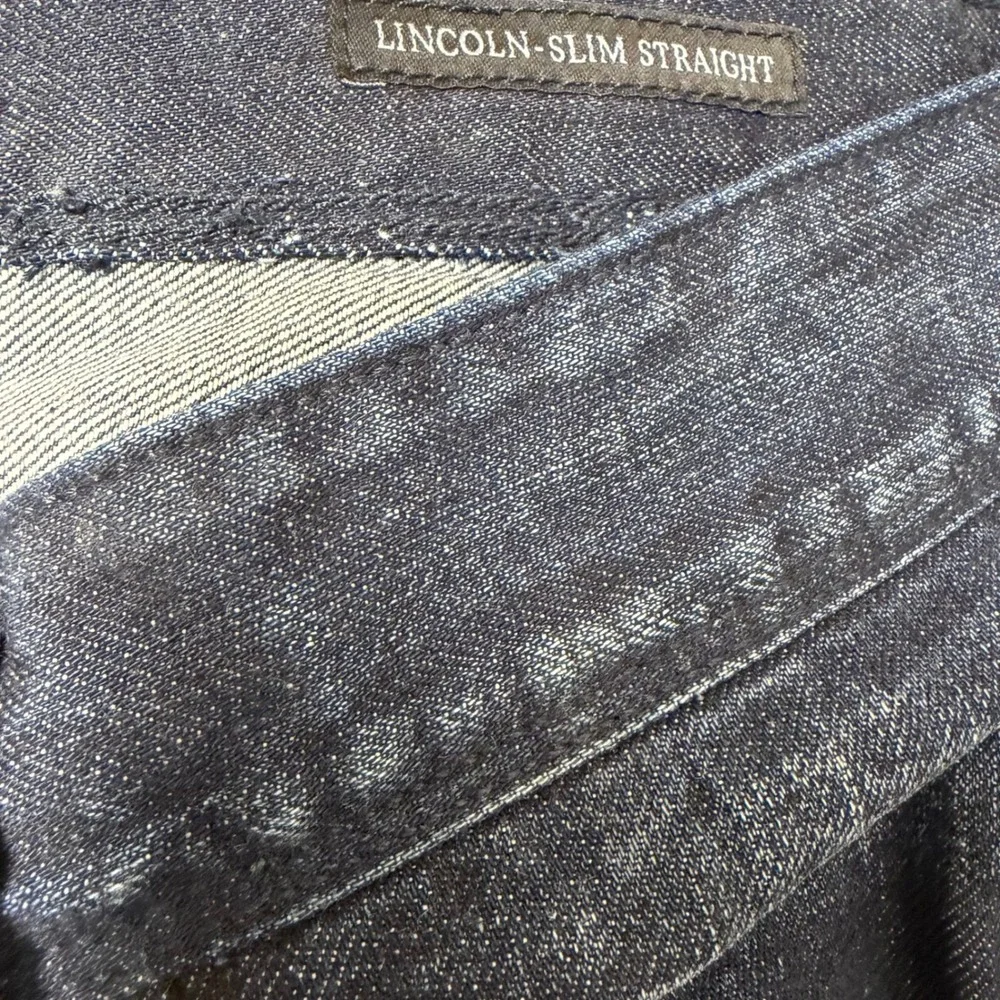 Guess Mens Lincoln Straight Denim Jeans 38x34 Wash Indigo Whiskered Classic Y2K